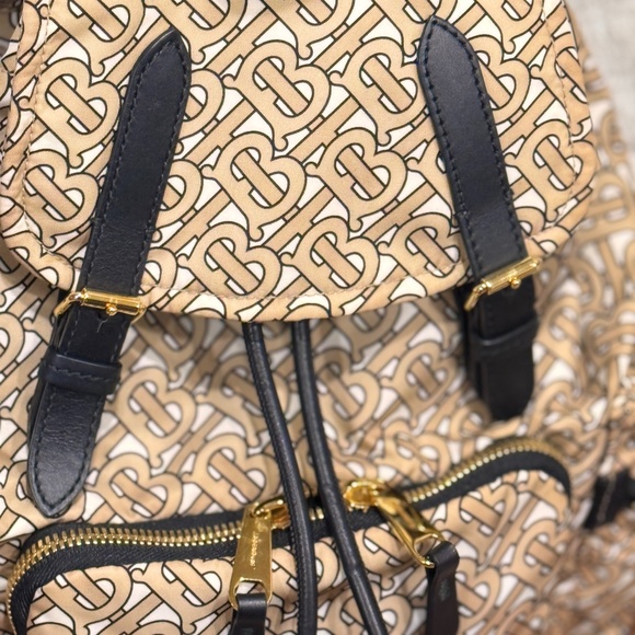 Burberry TB Monogram Rucksack Backpack Bag Nylon Purse Beige Black Gold Gorgeous main image 10